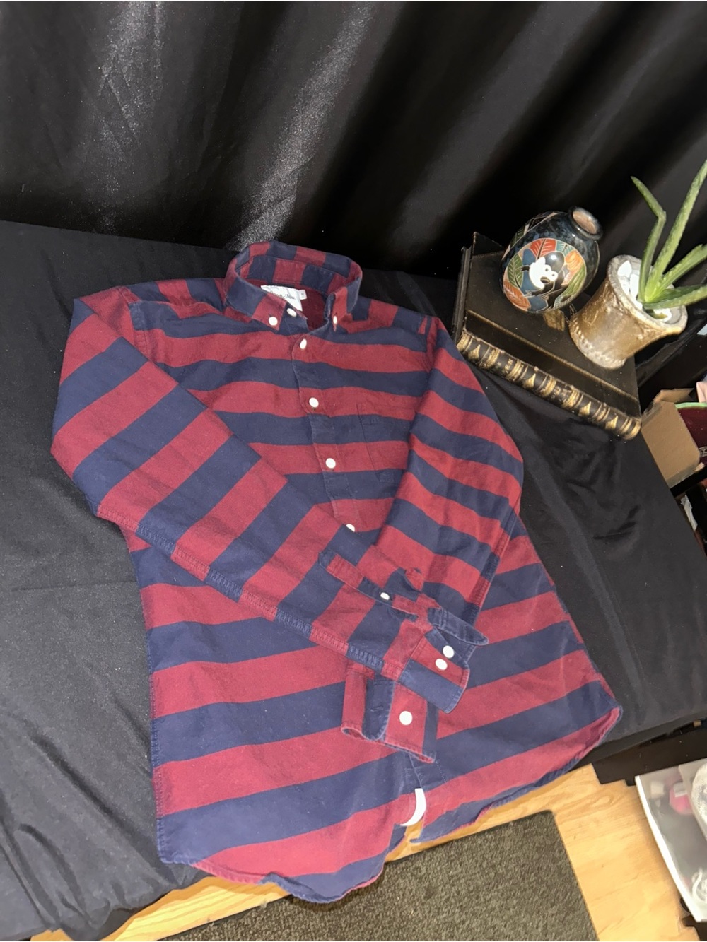 Goodfellow & Co Striped Button-Down Shirt - Navy & Red
